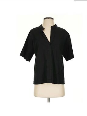 Vince Linen Blend Blend V Neck Shirt in Black (Size L)